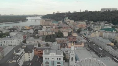 Kyiv, Ukrayna. Podil Bölgesi. Hava görünümü