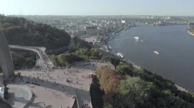 Kyiv, Ukrayna. Podil Bölgesi. Hava görünümü