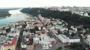 Kyiv, Ukrayna. Podil Bölgesi. Hava görünümü