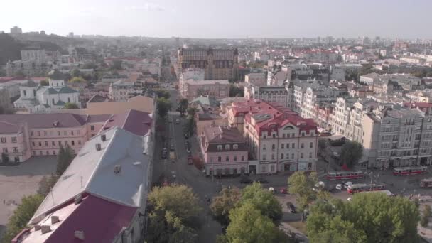 Kiev, Ucraina. Distretto di Podil. Vista aerea — Video Stock