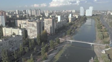Kyiv, Ukrayna. Şehir manzaralı. Hava manzarası