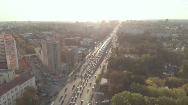 Kiev, Ucrania. Vista de la ciudad. Paisaje aéreo — Vídeo de stock