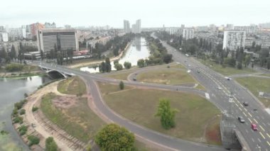 Kyiv, Ukrayna. Şehir manzaralı. Hava manzarası