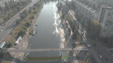 Kyiv, Ukrayna. Şehir manzaralı. Hava manzarası