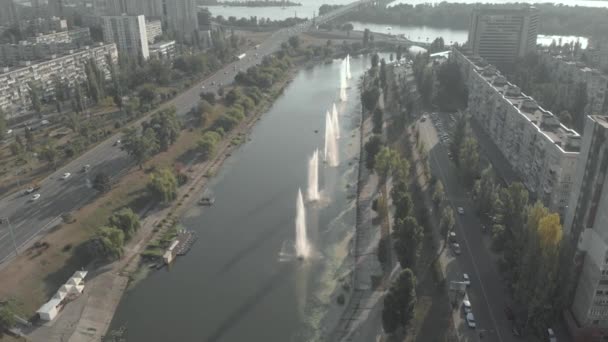 Kiev, Ucrania. Vista de la ciudad. Paisaje aéreo — Vídeos de Stock