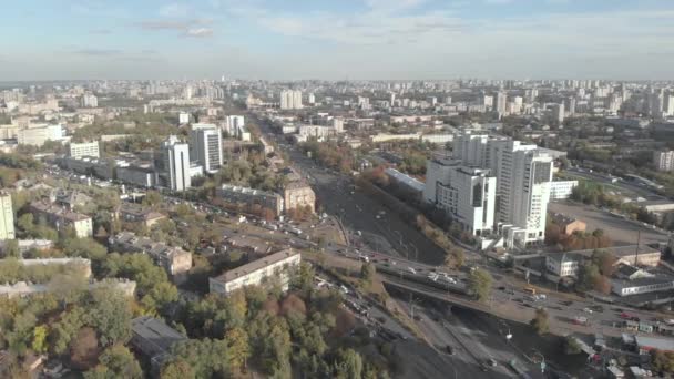Kiev, Ucrania. Vista de la ciudad. Paisaje aéreo — Vídeo de stock