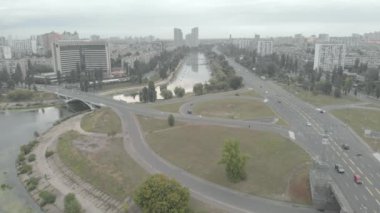 Kyiv, Ukrayna. Şehir manzaralı. Hava manzarası