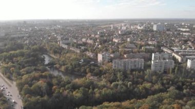 Kyiv, Ukrayna. Şehir manzaralı. Hava manzarası