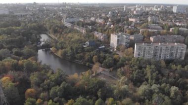 Kyiv, Ukrayna. Şehir manzaralı. Hava manzarası