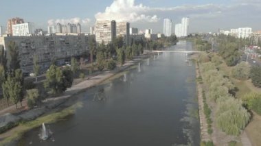 Kyiv, Ukrayna. Şehir manzaralı. Hava manzarası