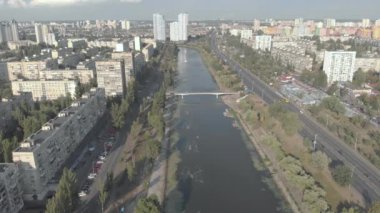 Kyiv, Ukrayna. Şehir manzaralı. Hava manzarası