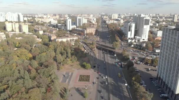 Kiev, Ucrania. Vista de la ciudad. Paisaje aéreo — Vídeo de stock