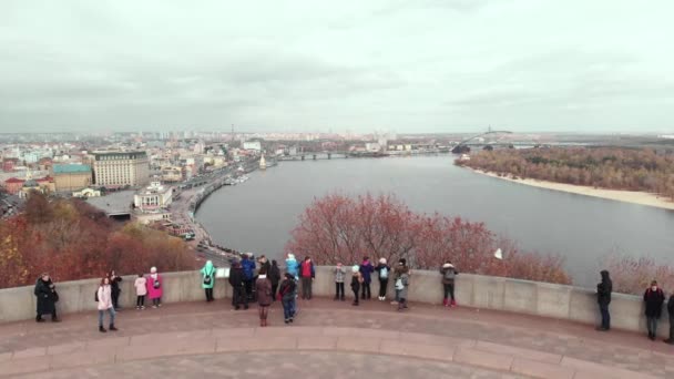 Kiev, Ucrania. Vista de la ciudad. Paisaje aéreo — Vídeos de Stock