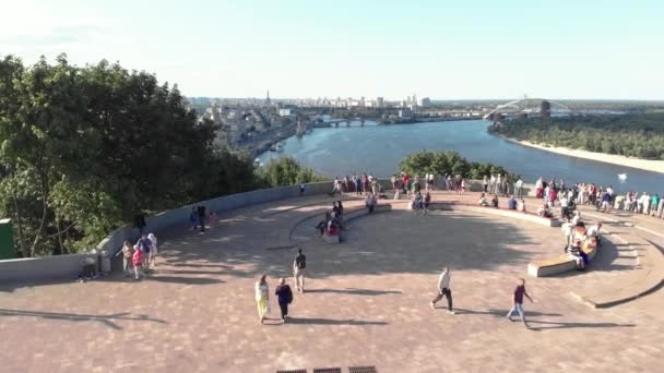 Kiev, Ucrania. Vista de la ciudad. Paisaje aéreo — Vídeos de Stock