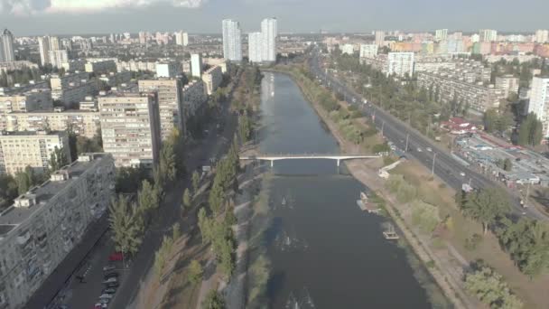 Kiev, Ucrania. Vista de la ciudad. Paisaje aéreo — Vídeos de Stock