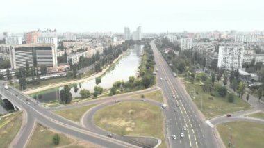 Kyiv, Ukrayna. Şehir manzaralı. Hava manzarası