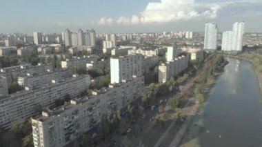 Kyiv, Ukrayna. Şehir manzaralı. Hava manzarası