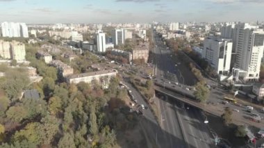 Kyiv, Ukrayna. Şehir manzaralı. Hava manzarası