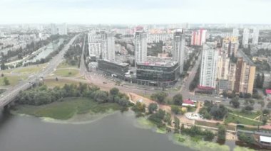 Kyiv, Ukrayna. Şehir manzaralı. Hava manzarası