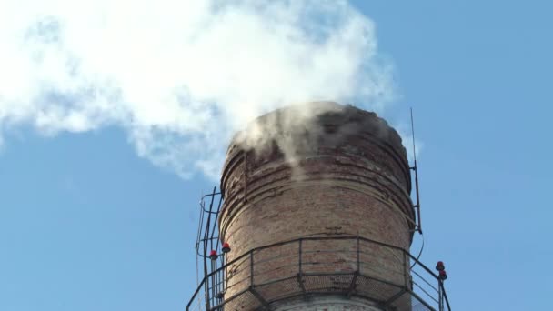 Smoke comes from the chimney. Air pollution. Ecology. Kyiv. Ukraine. — ストック動画
