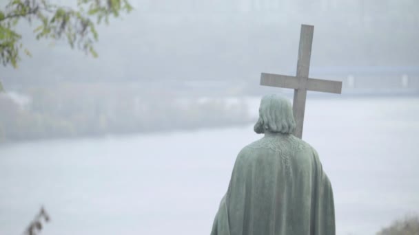 Monument voor Volodymyr de Grote. Kiev. Oekraïne. — Stockvideo