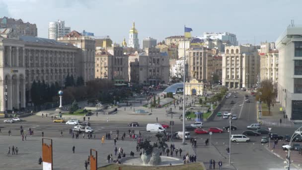 Πλατεία Ανεξαρτησίας στο Κίεβο, Ουκρανία. Μαϊντάν. — Αρχείο Βίντεο