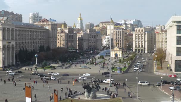 Площадь Независимости в Киеве, Украина. Майдан . — стоковое видео