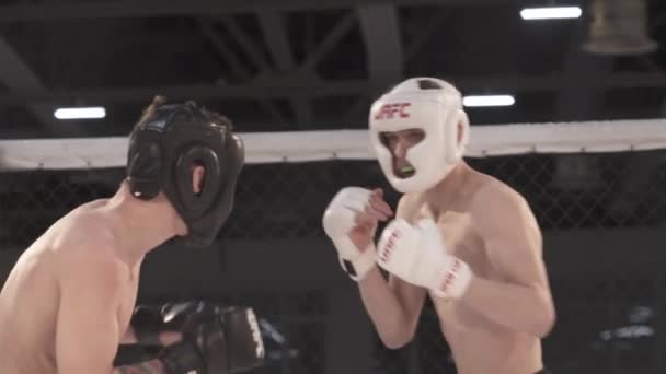 Battez-vous dans l'octogone MMA. Au ralenti. Kiev. Ukraine — Video