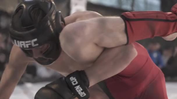 Combatti nell'ottagono delle MMA. Al rallentatore. Kiev. Ucraina — Video Stock