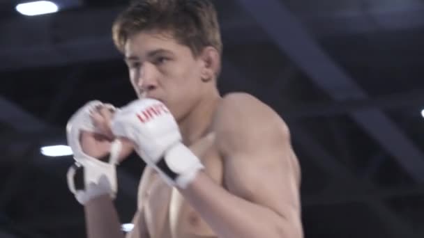 Slåss i Mma-oktagonen. Sakta i backarna. Kiev. Ukraina — Stockvideo