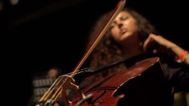 Mulher violoncelo tocando violoncelo close-up. Kiev. Ucrânia — Vídeo de Stock