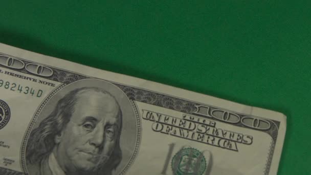 Dollars. American money close-up on a green background hromakey . 100 dollar bills. One hundred dollar bills. — Stock Video