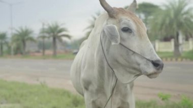Sihanoukville caddesindeki inek. Kamboçya. Asya