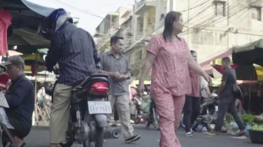 Phnom Penh 'deki pazar. Kamboçya. Asya.
