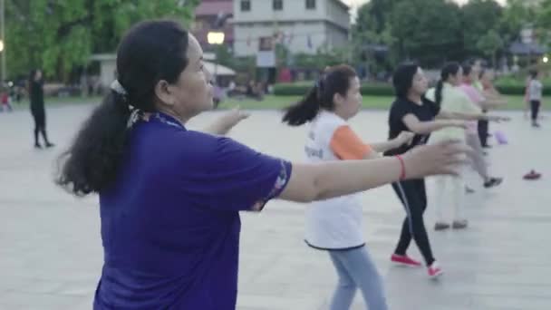캄보디아, 아시아, 프놈펜 광장에서 체조를 하는 사람들 — 비디오