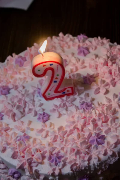 Pastel Cumpleaños Niño Dos Años Vacaciones Para Niños —  Fotos de Stock