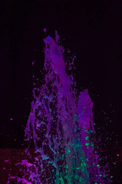 Water Fountain Colored Lights Black Background — Stock Photo, Image