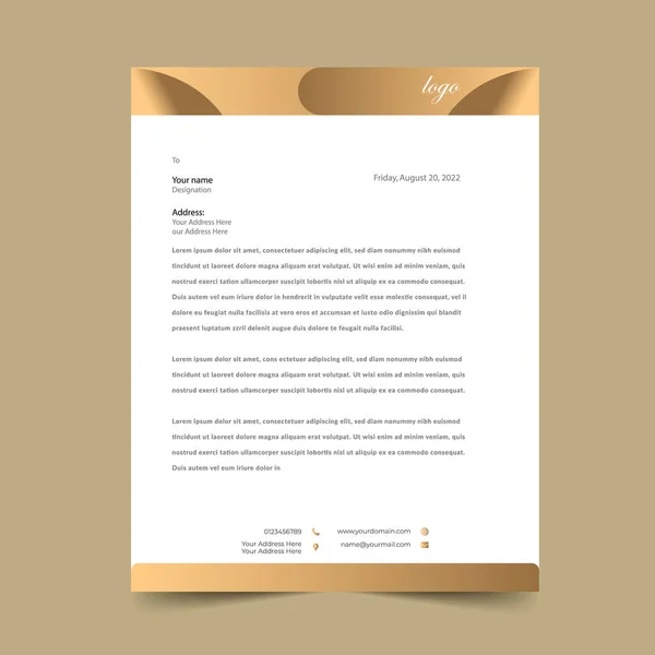 Modèle de conception de tampon de papier à en-tête doré — Image vectorielle