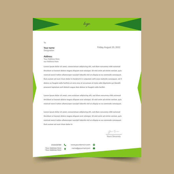 Green Letterhead Pad Template Design