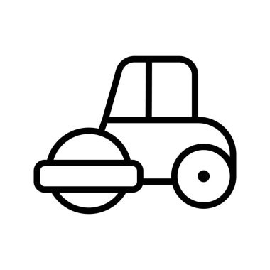 İnşaat Steamroller simgesi Sembol İllüstrasyon Tasarımı