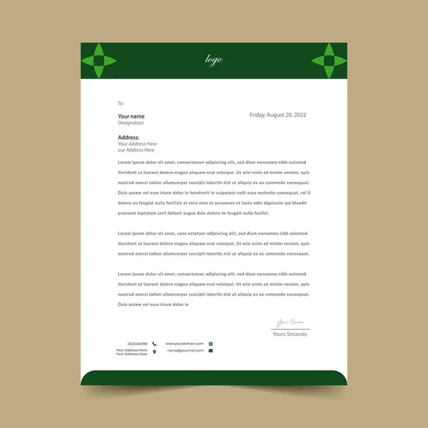 Grön Brevpapper Pad Mall Design — Stock vektor