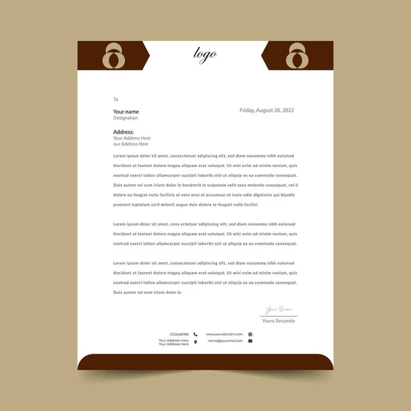 Brown Nicea Letterhead Pad Wzór Szablonu — Wektor stockowy