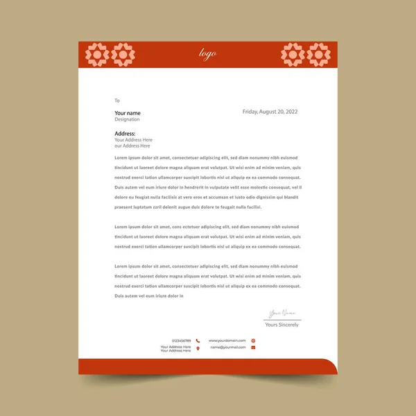 Orange Awesome Letterhead Pad Design Template — Stock Vector