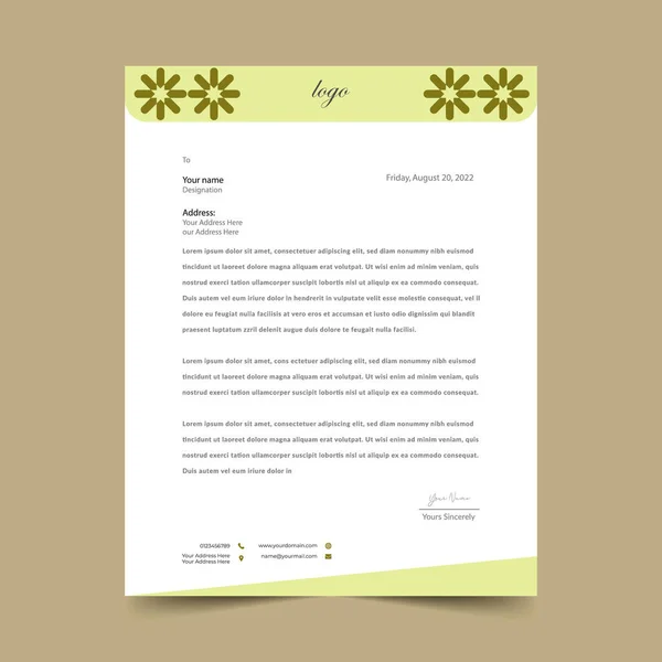 Lime Nice Letterhead Pad Design Template — 图库矢量图片