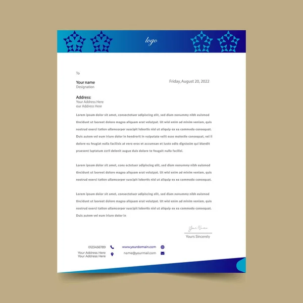 Szablon Blue Letterhead Pad Projekt — Wektor stockowy