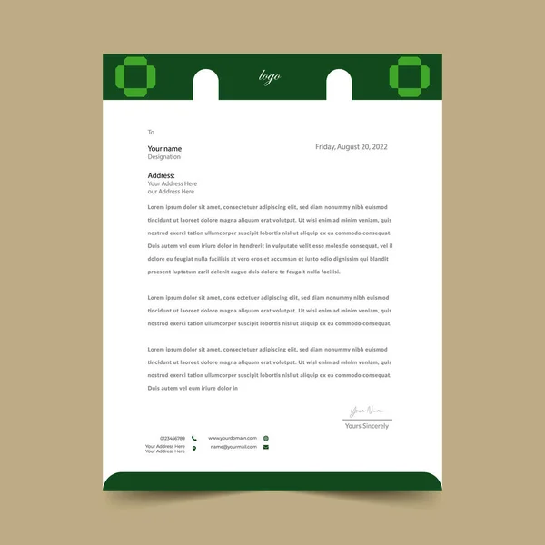 绿色信笺垫模板设计 — 图库矢量图片