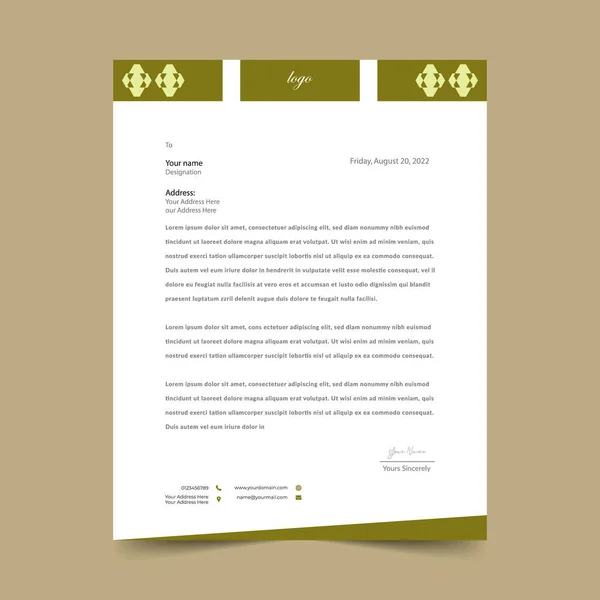 Lime Letterhead Pad Template Design — Stock Vector