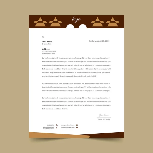 Brun Letterhead Pad Mall Design — Stock vektor