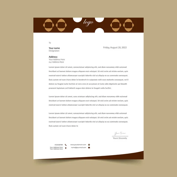 Brun Letterhead Pad Mall Design — Stock vektor