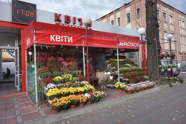 文尼察市街上的花店 — 图库照片